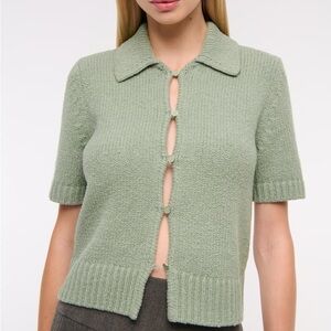 Abercrombie Green Short Sleeve Women's Sweater Cardigan